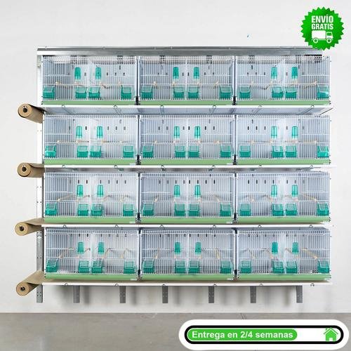 12 jaulas 64x30x34h  (3 columnas y 4 filas)
