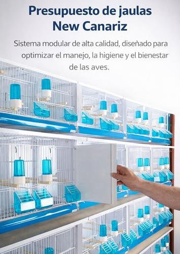 15 jaulas 58x30x36h (5 columnas x 3 filas) + Carro