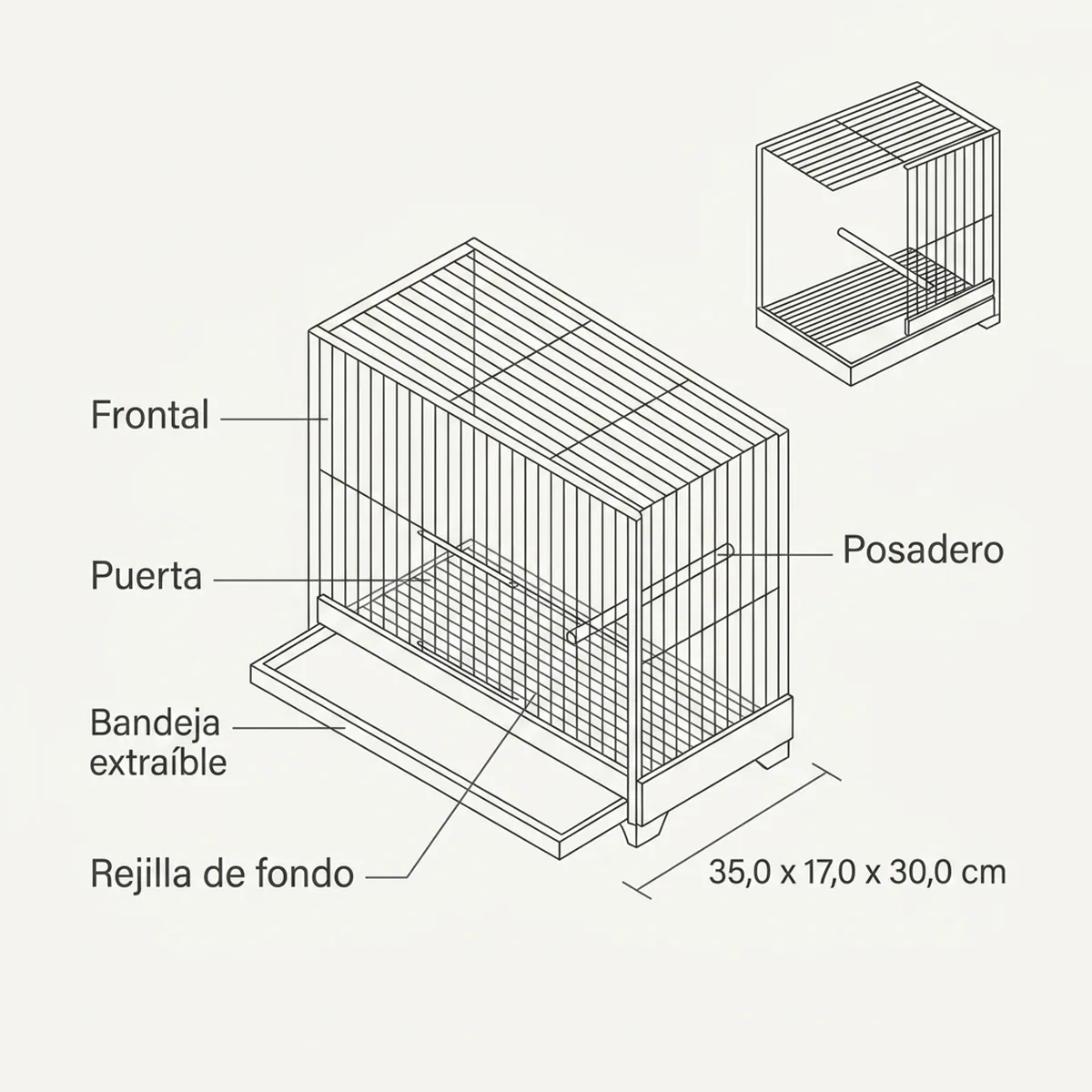 20 jaulas 35x17x30h (5 columnas y 4 filas) — piezas y montaje