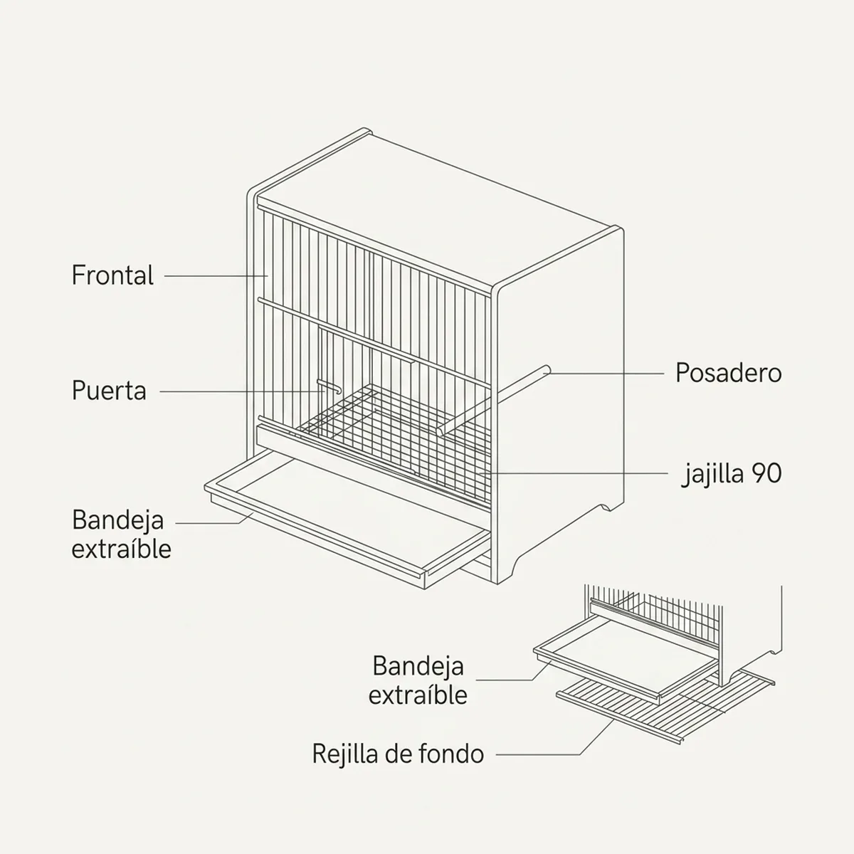 Juego de rejillas de fondo para jaula de 90 cm, la separación que los pollos aprenden a salvar