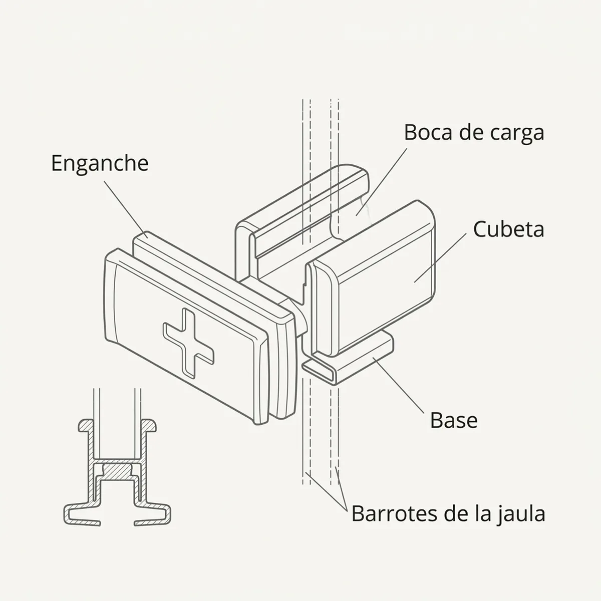 Adaptador universal para comedero Eclipse — piezas y montaje