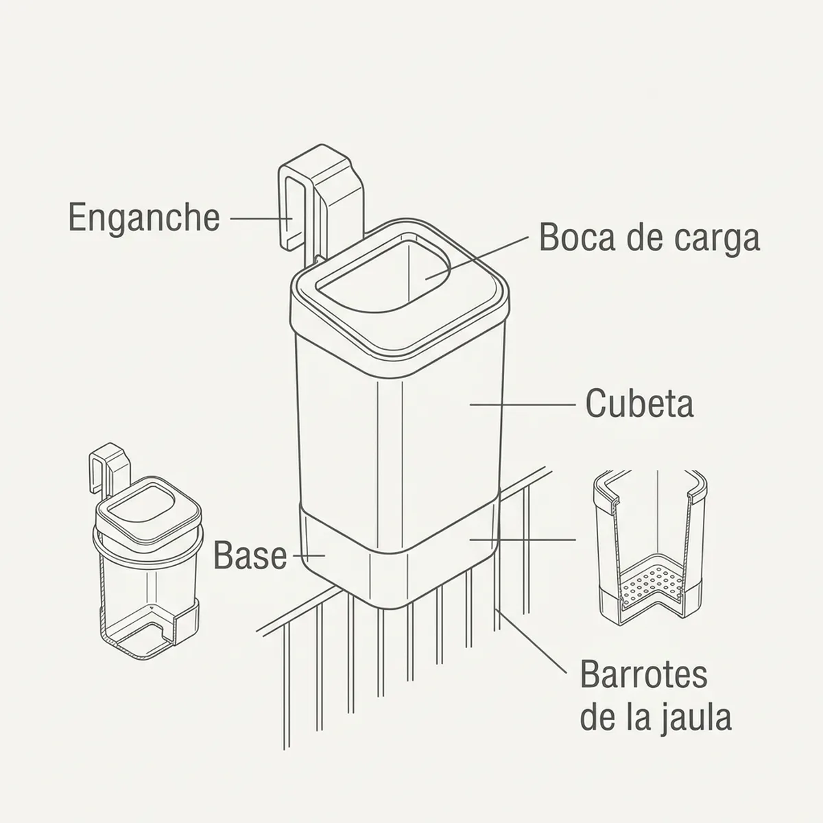 Bizcochera alta con agujeros y aro de sujeción para servir la pasta de cría