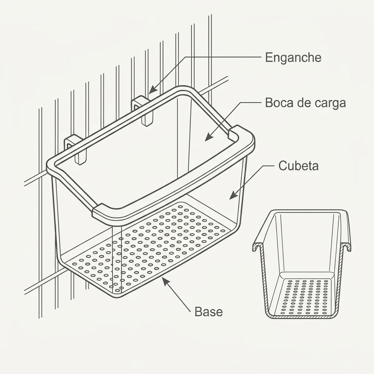 Bizcochera microperforada antihongos vista en detalle con su base ventilada