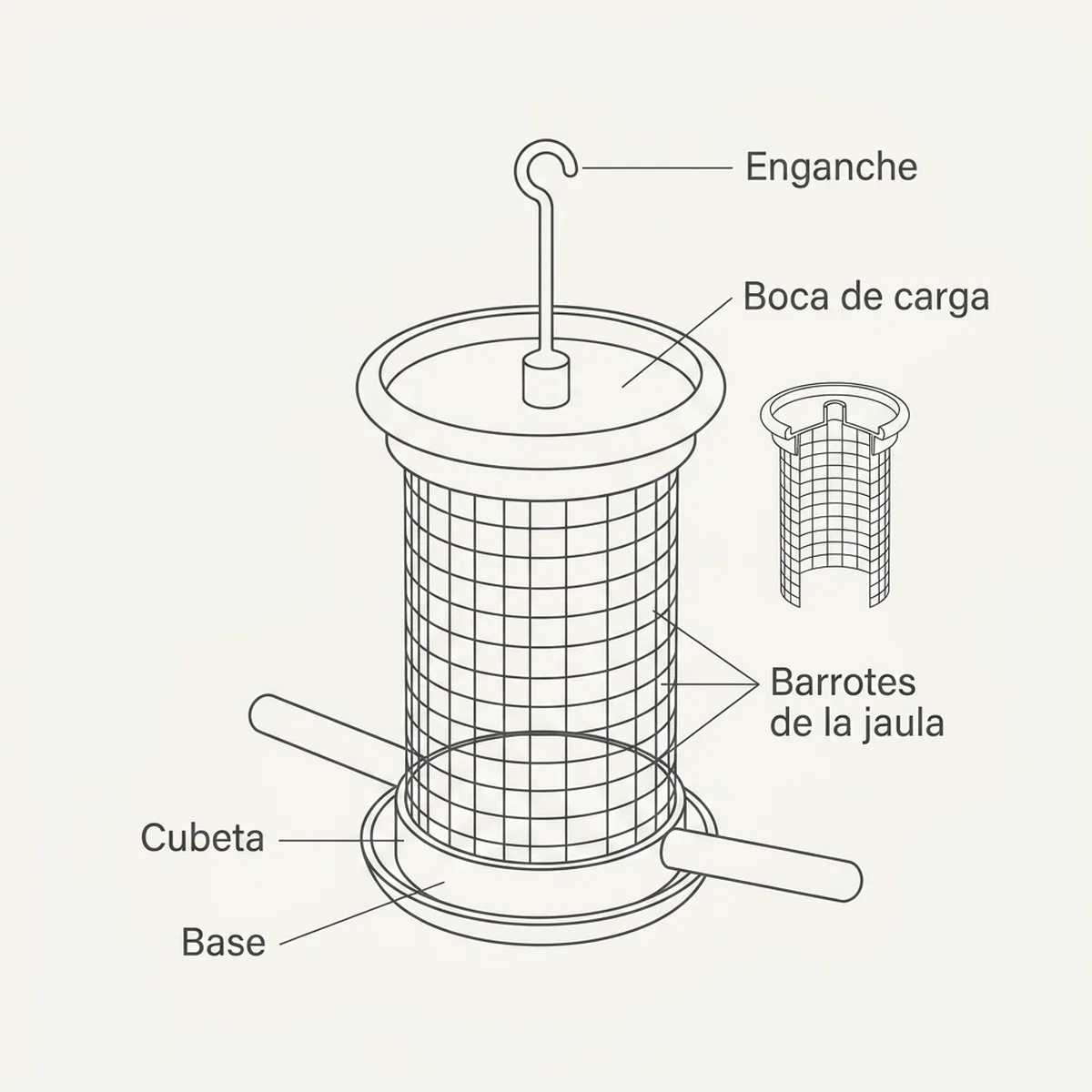 Cacahuetero Ideal para Semilla grande y cacahuetes — piezas y montaje