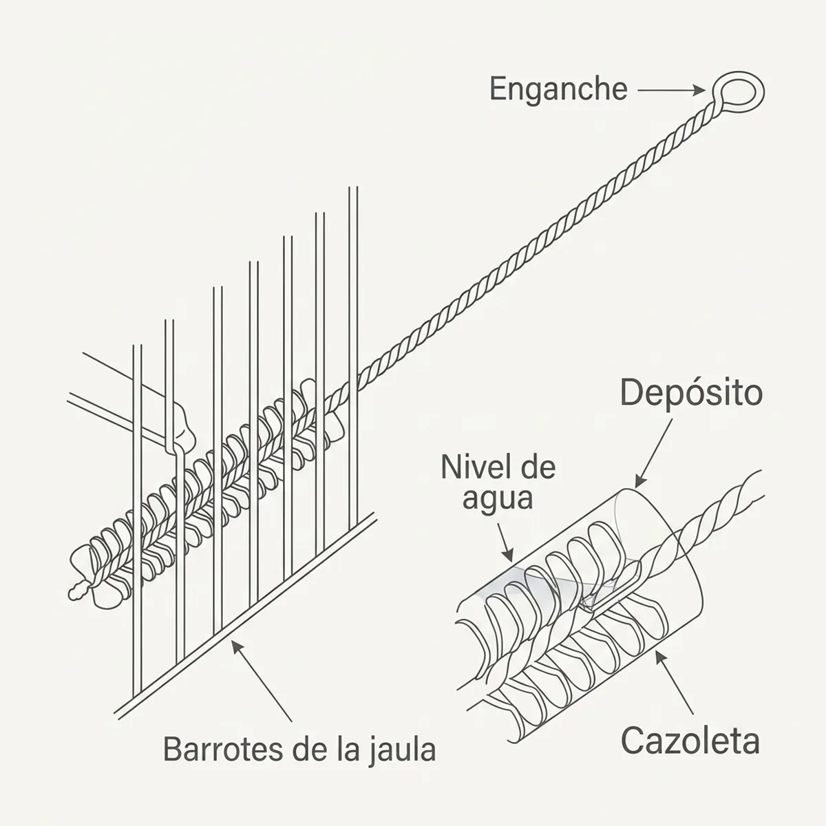 Cepillo cilíndrico de 16 mm de diámetro para arrastrar la película viscosa del interior del tubo