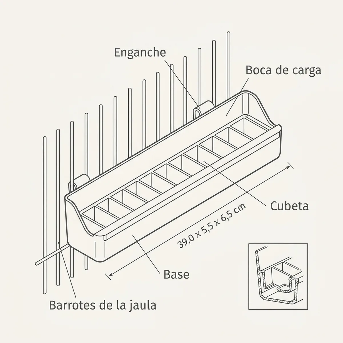 Comedero Blanco Para Voladora — piezas y montaje