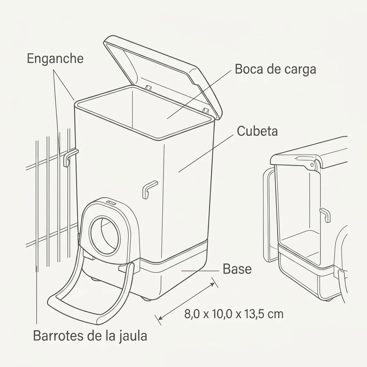 Comedero Eclipse Capacidad 0,240Kg — piezas y montaje
