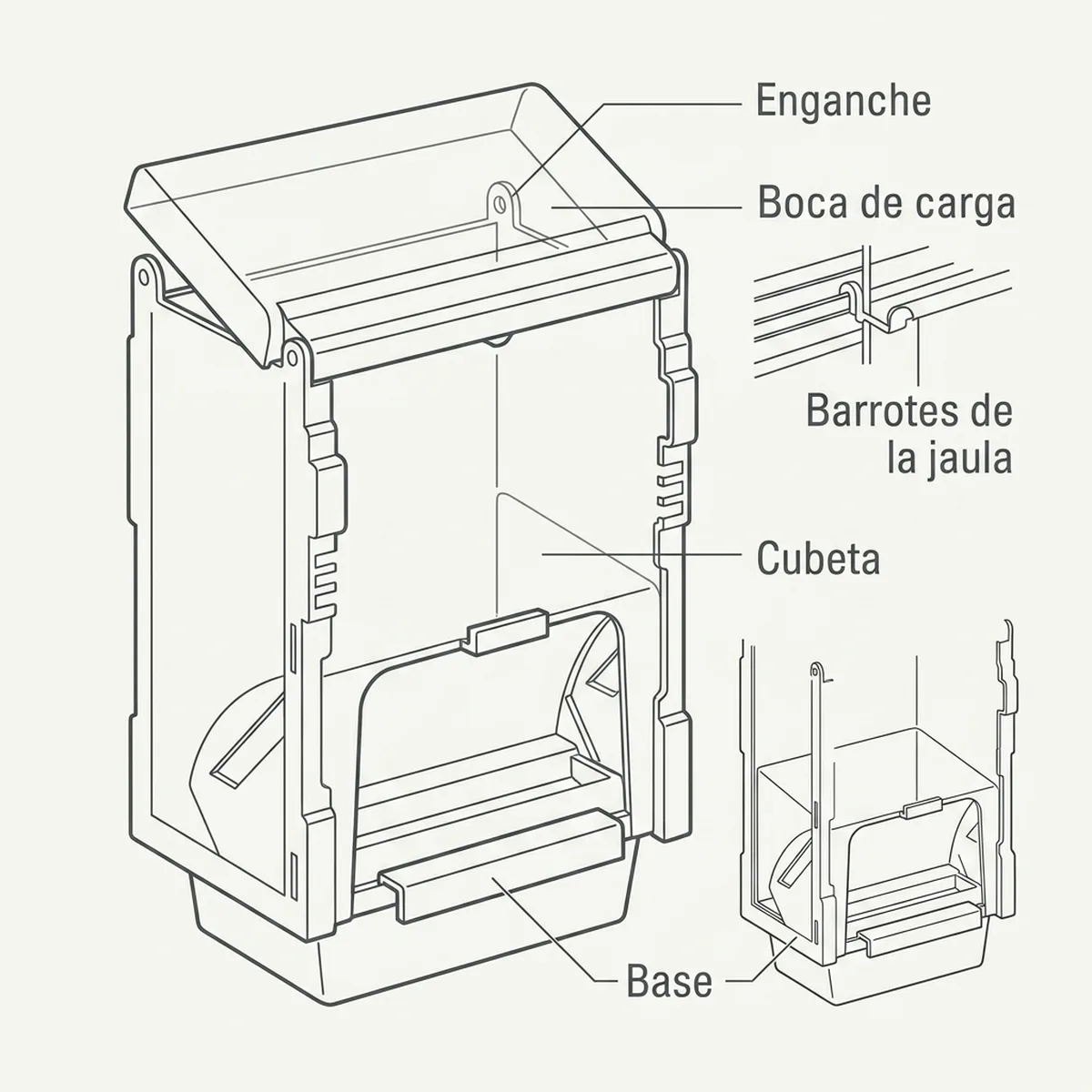 Comedero Economy plus 1 kg — piezas y montaje