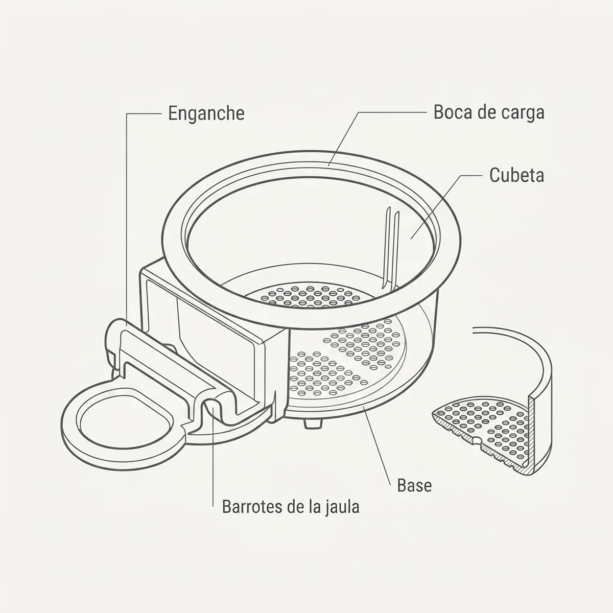 Comedero Germinado Janela – Microperforado — piezas y montaje