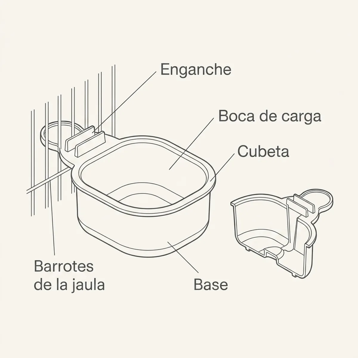Comedero para destete — piezas y montaje