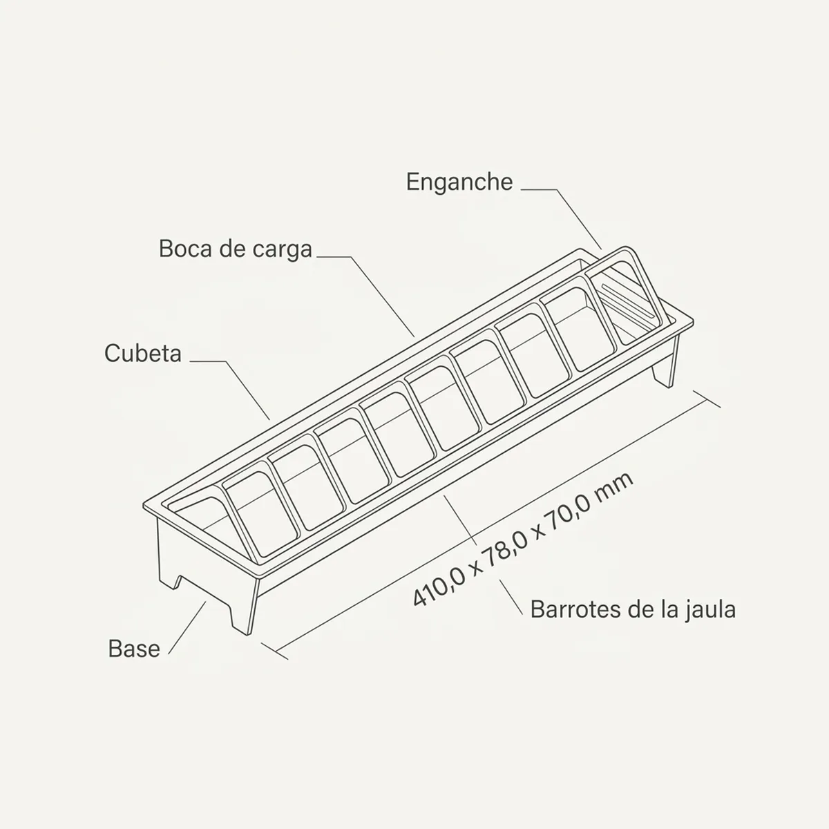 Comedero Rastrillo Serenella S.T.A — piezas y montaje