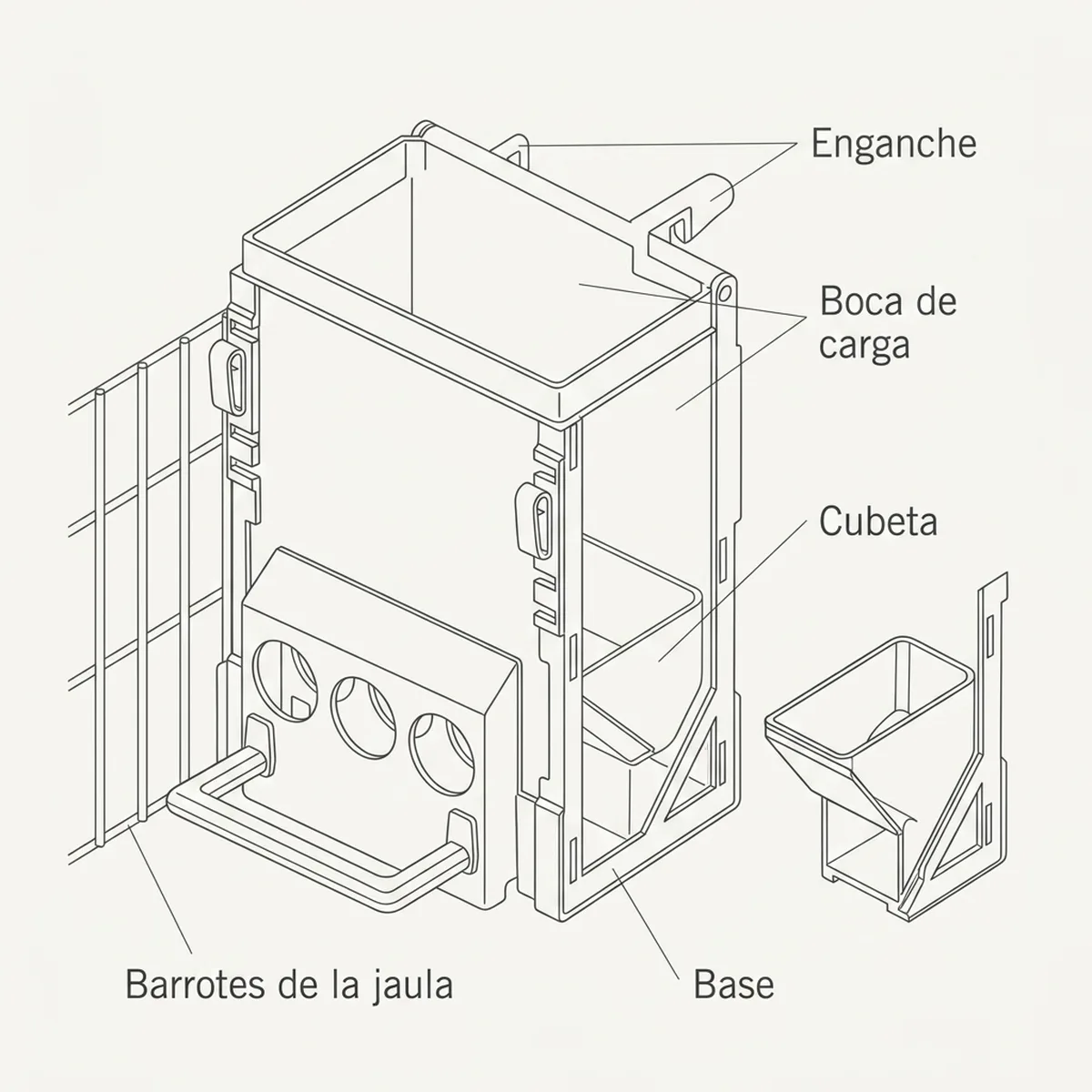 Comedro economy plus 1kg — piezas y montaje