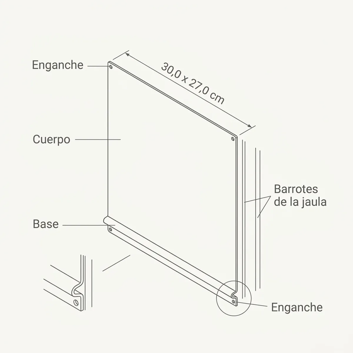 Divisor De Chapa Blanco 30X27cm — piezas y montaje