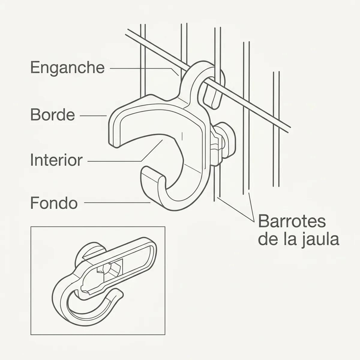 Ganchos para nido exotico — piezas y montaje