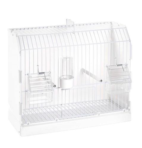 Jaula Blanca para Aves 2GR con Comederos Elevados
