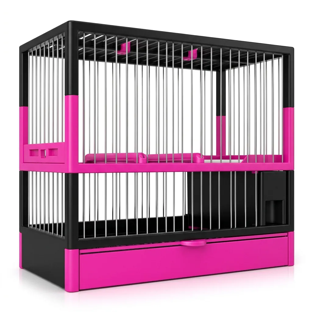 Jaula C-2 Negro/Rosa con Rejilla + Bandeja