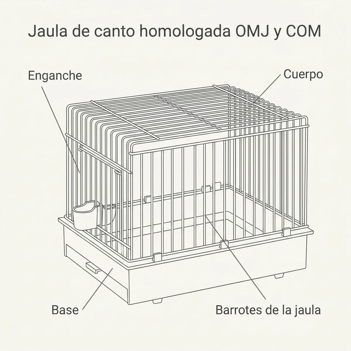 Jaula de canto homologada con sus medidas oficiales, la usada para escuchar a los machos