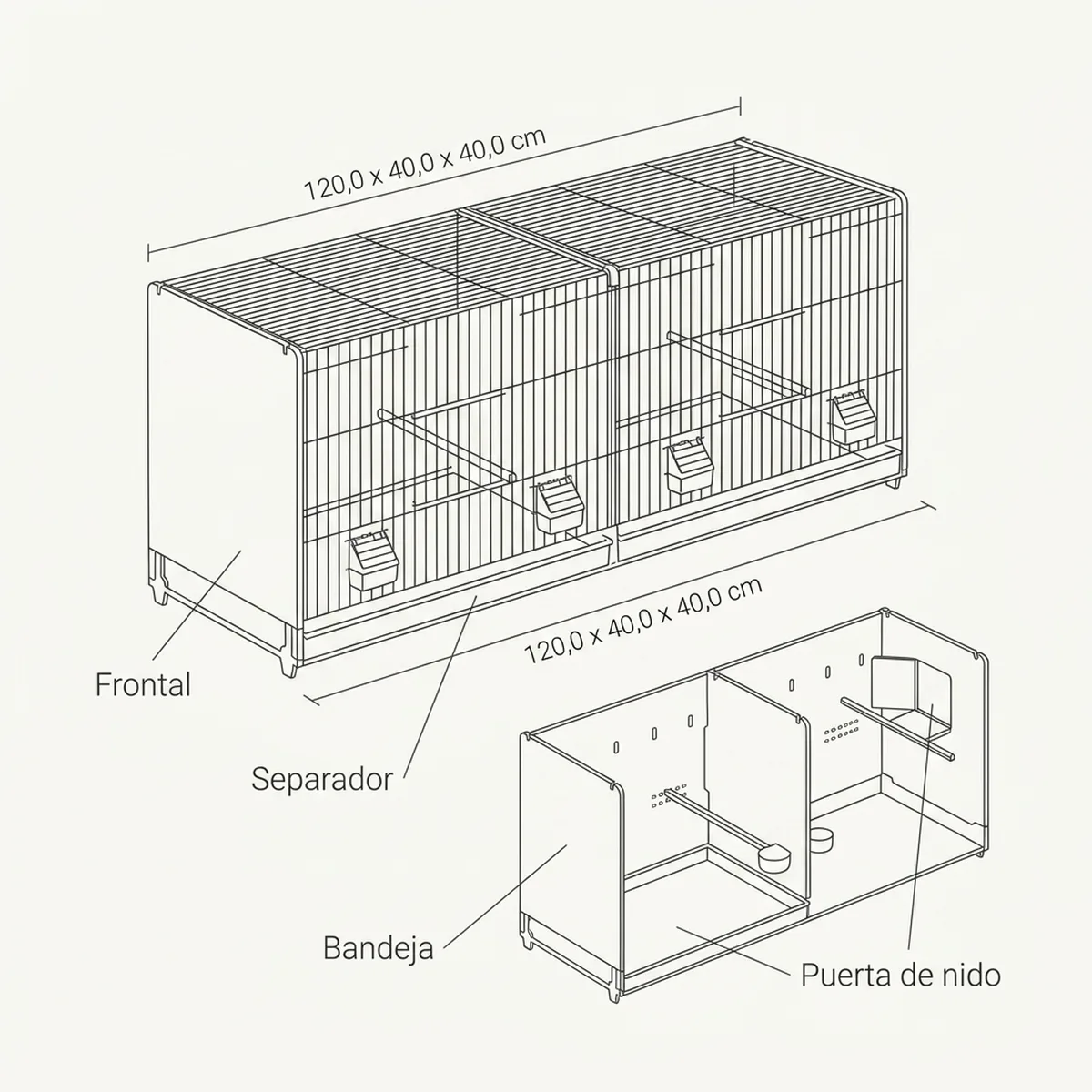 Voladera 120cm Blanca Cerrada Modulo — piezas y montaje