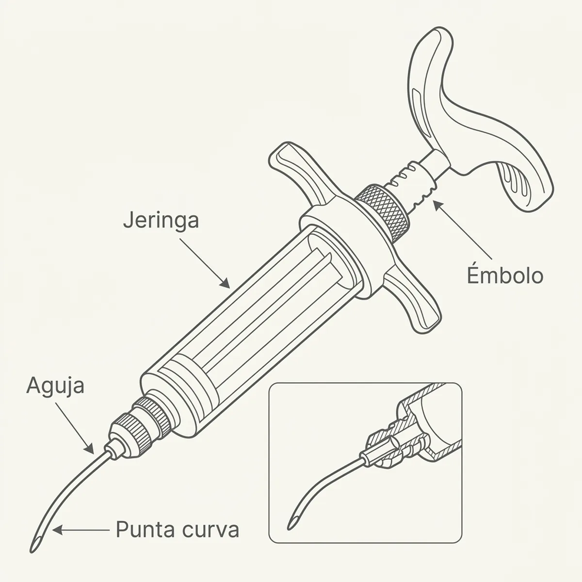 Jeringuilla de precisión de 10 ml con su escala graduada, usada para dosificar cada toma
