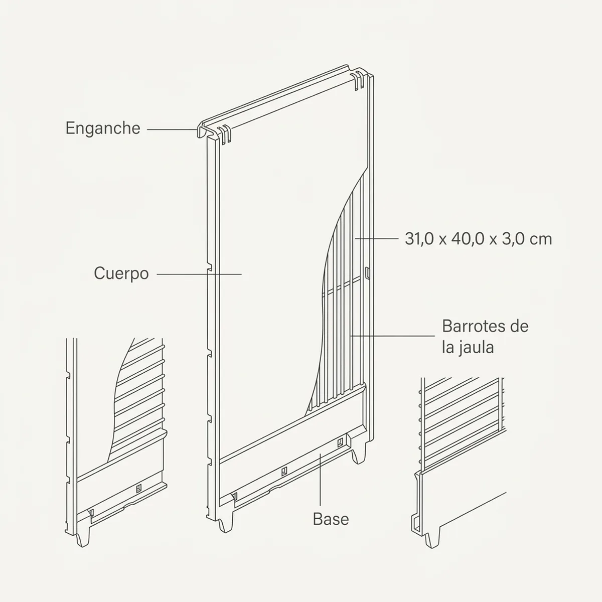 Lateral de plástico para articulo 317 y 326 — piezas y montaje