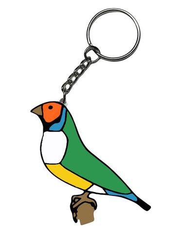 Llavero Diamante de Gould Macho cabeza naranja