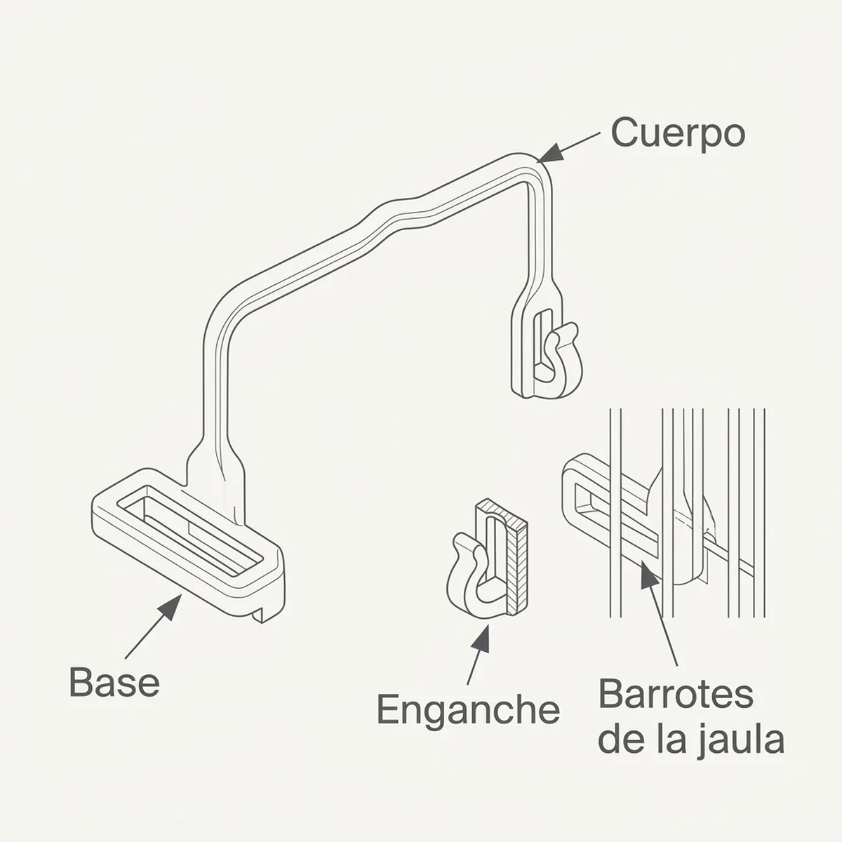 Manilla Universal para Jaula — piezas y montaje