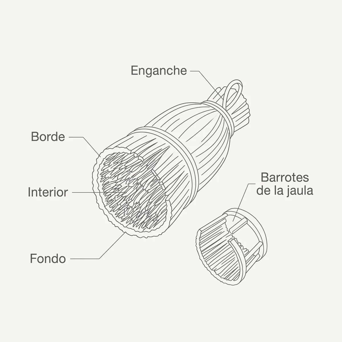 Mazo de Coco Blanco Sisal Fibre — piezas y montaje