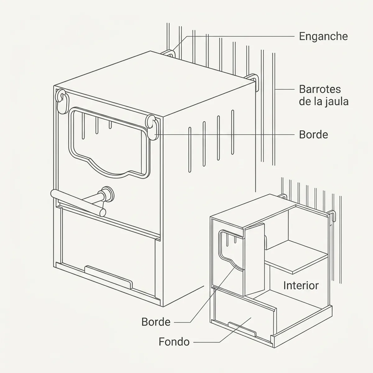 Caja nido cerrada tipo diamante con la piquera lateral y las cotas del habitáculo