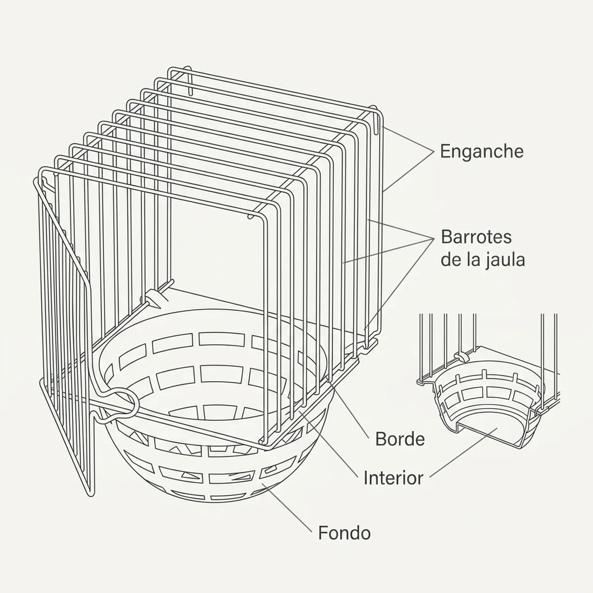 Nido externo hierro y plástico — piezas y montaje