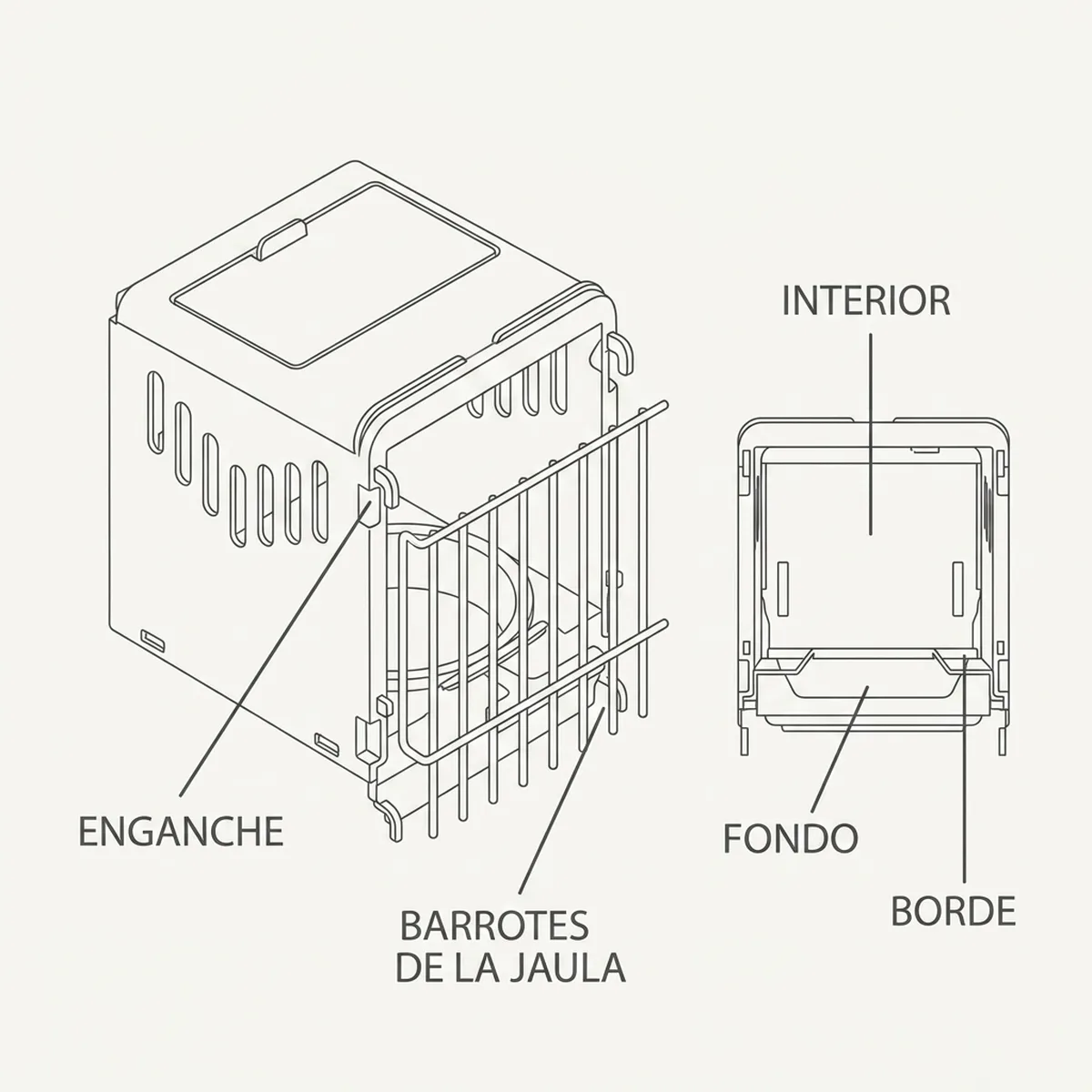 Nido blanco de 10 cm de diámetro con sus medidas y su sistema de enganche