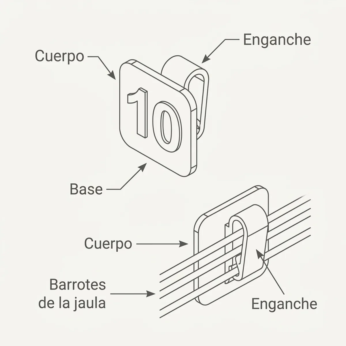 Números para Jaulas (del 1 al 10) – Negro — piezas y montaje