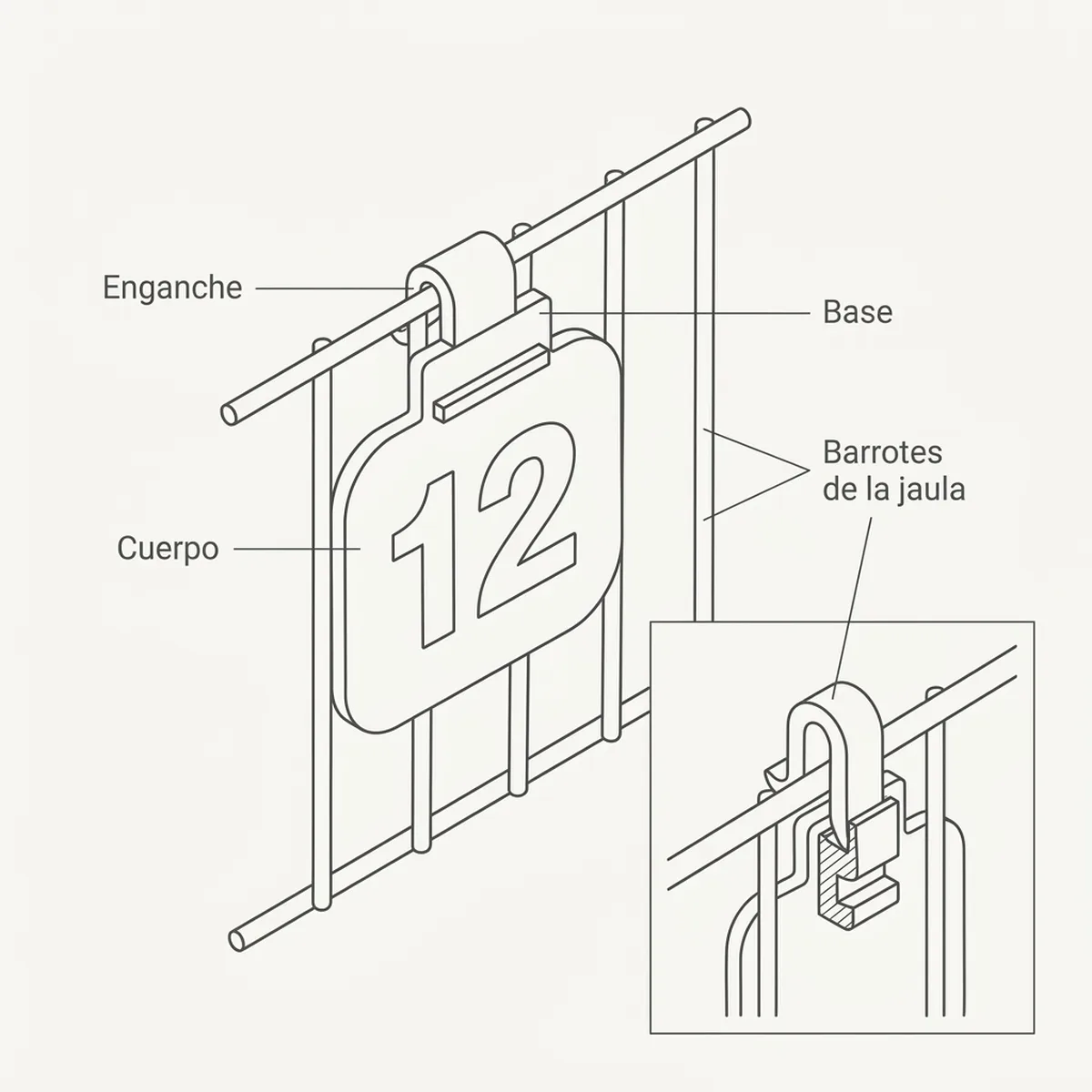 Números para Jaulas (del 1 al 20) – Rojo — piezas y montaje