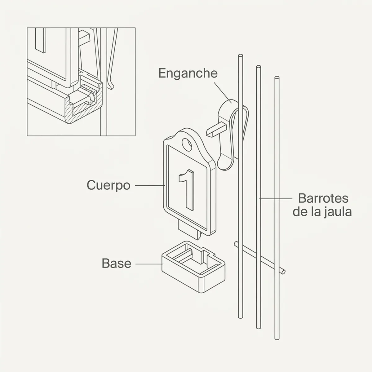 Números para Jaulas (del 1 al 30) – Rojo — piezas y montaje