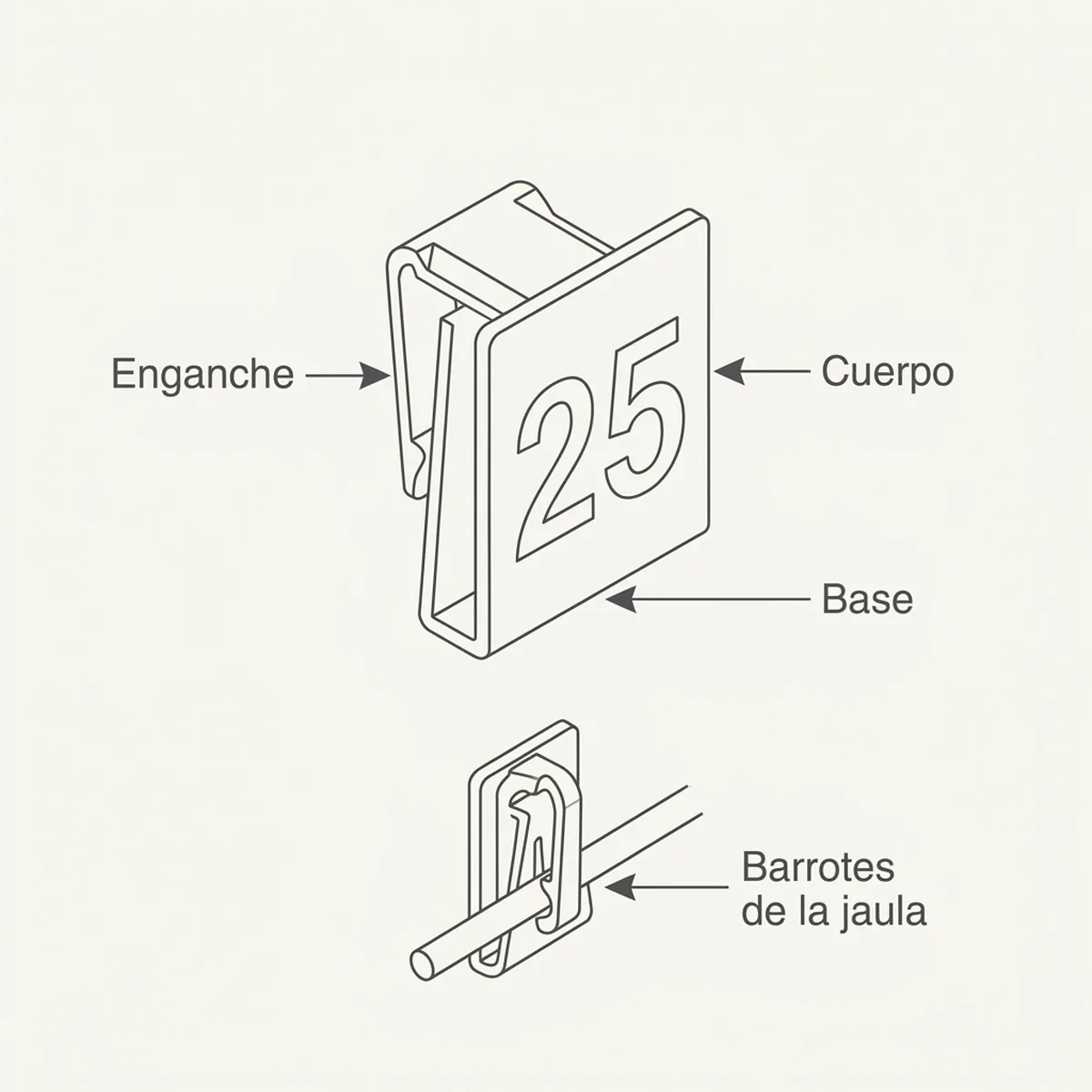 Números para Jaulas (del 1 al 50) – Blanco — piezas y montaje