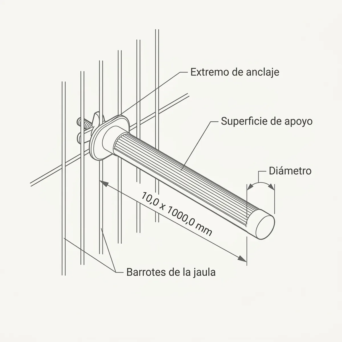 Palo De Plástico Ø 10x1000mm — piezas y montaje