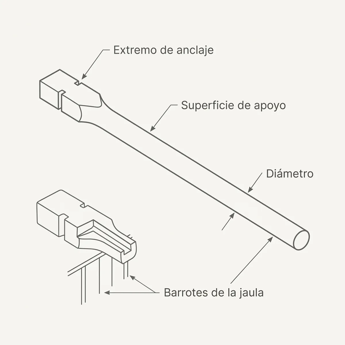 Palo Madera con ranura ovalado 25cm — piezas y montaje