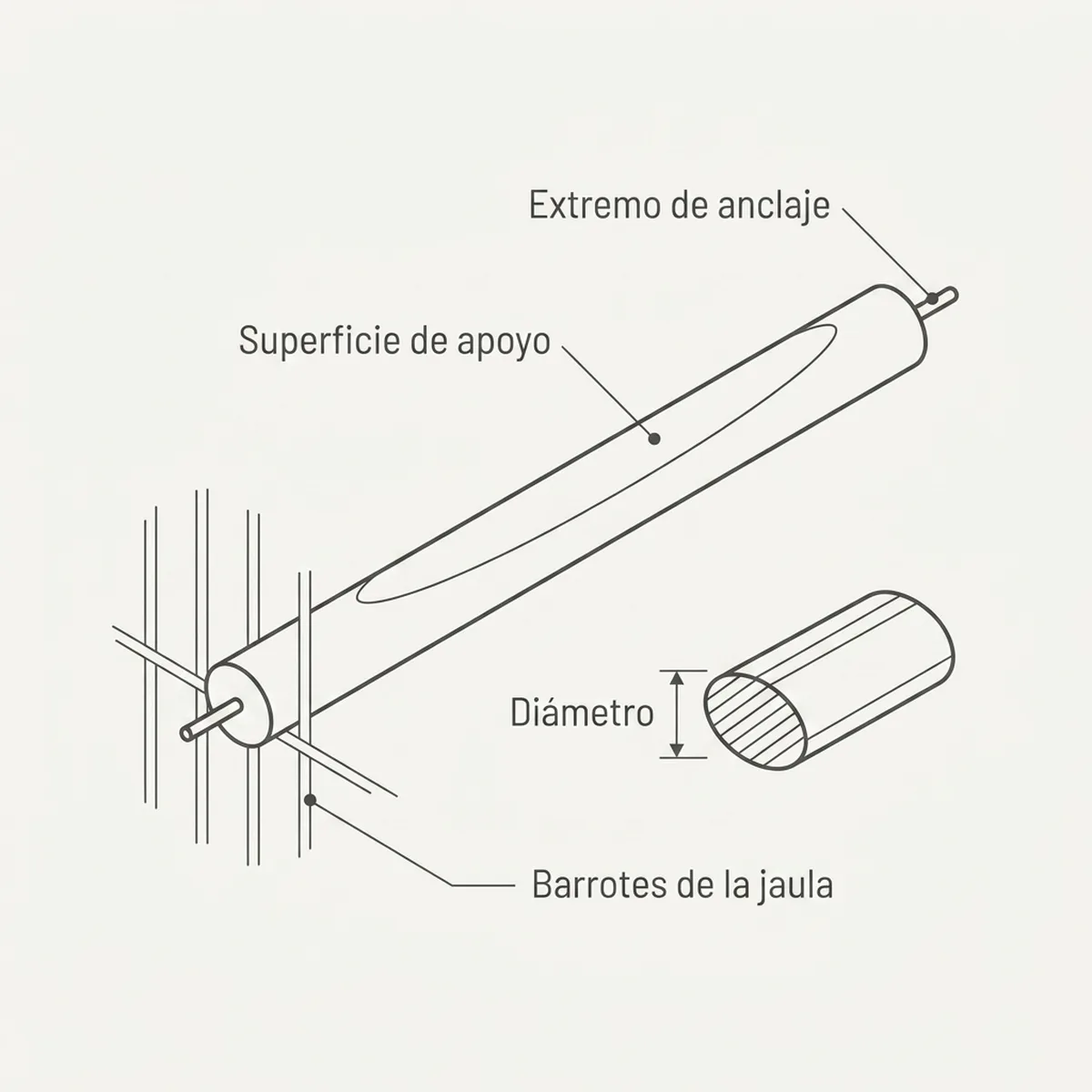 Palo Madera ovalado 100cm (especial heridas) — piezas y montaje