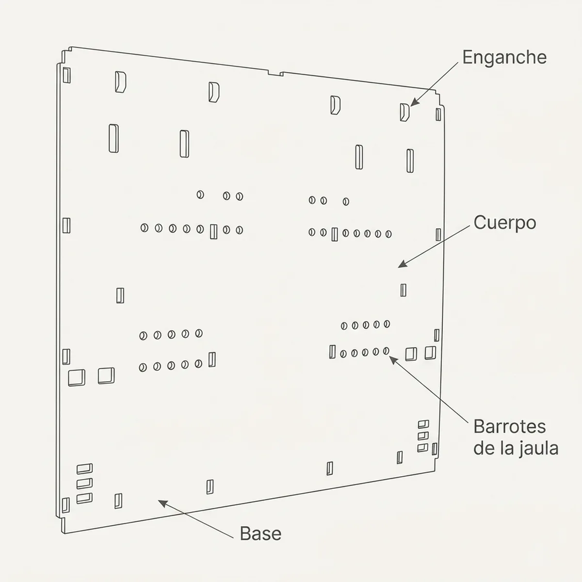 Pared trasera para jaula de cría 90cm (Blanco) — piezas y montaje
