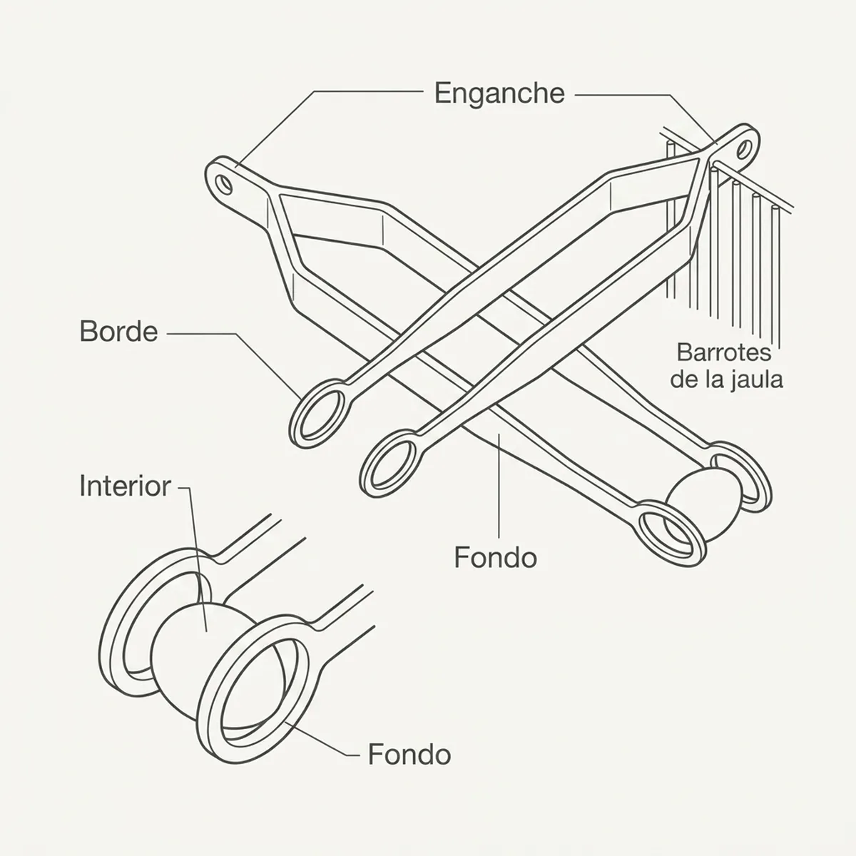 Pinza Reggio para huevos — piezas y montaje
