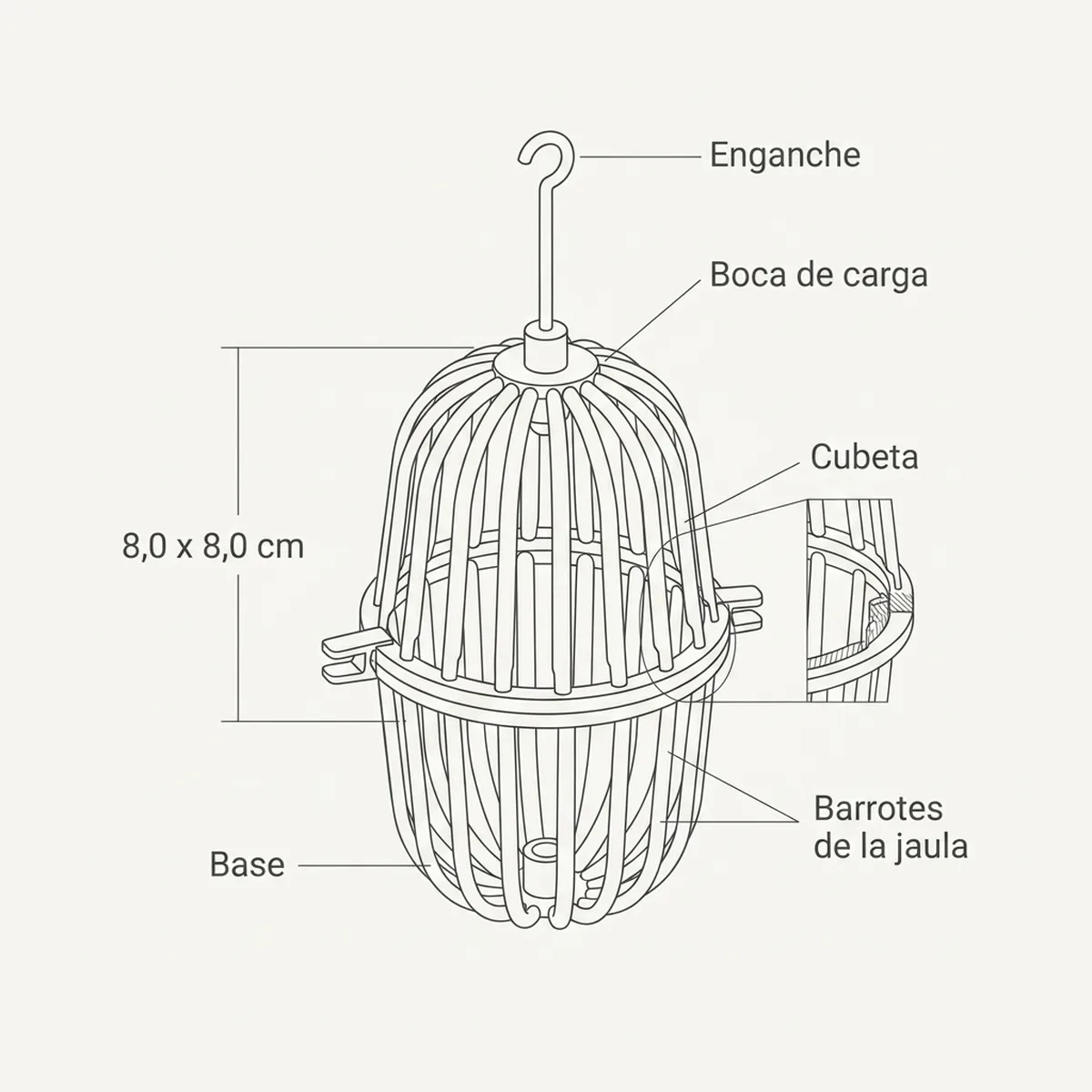 Porta bolas de grasa — piezas y montaje
