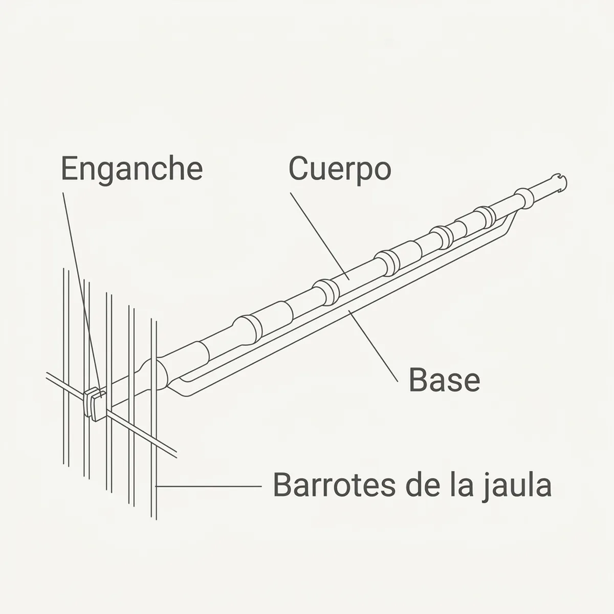 Posadero para jaula  43cm — piezas y montaje