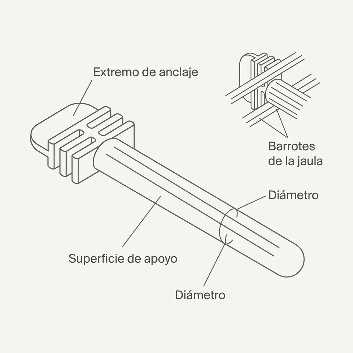 Palo aplicador concurso 5 cm 2GR — piezas y montaje