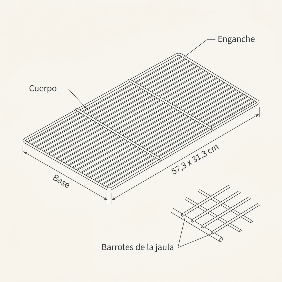Rejilla suelo para jaulas de cría de 58 2GR — piezas y montaje