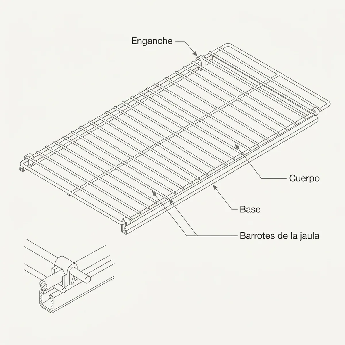 Rejilla para jaula de exposición 2GR315 — piezas y montaje