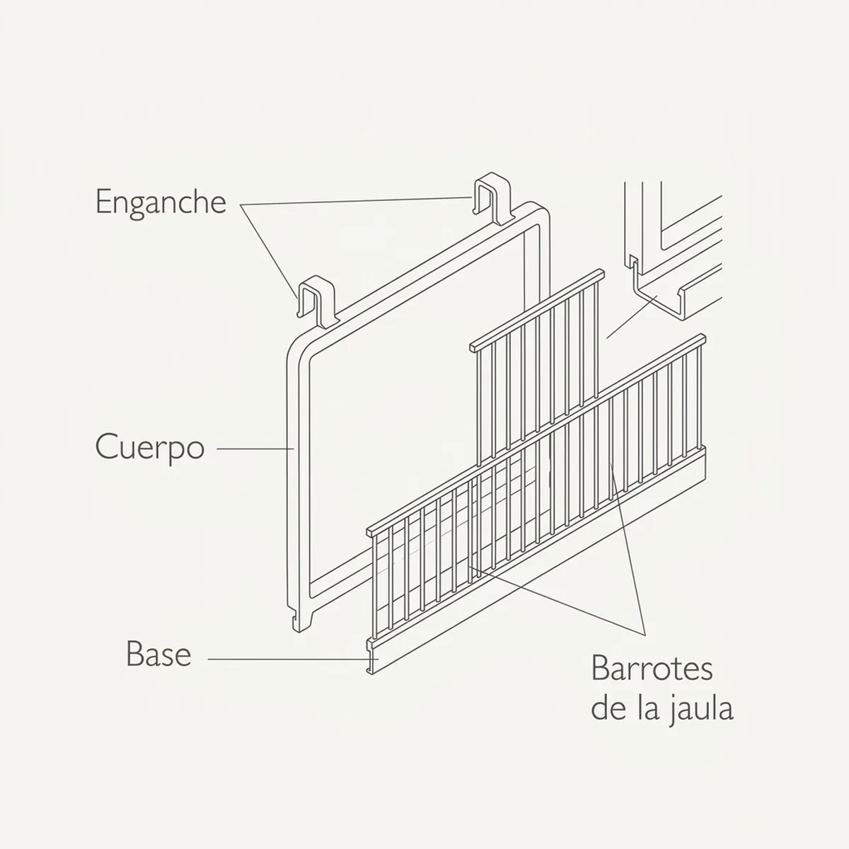Separador de rejilla de plástico para dividir en dos una jaula de 90 o 120 cm