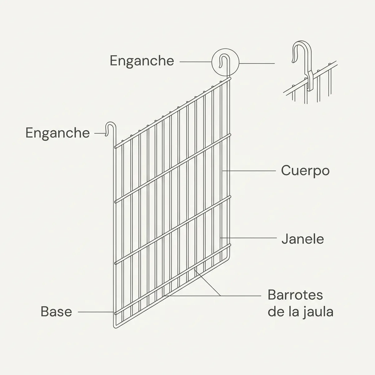 Separador jaula 58cm blanco
