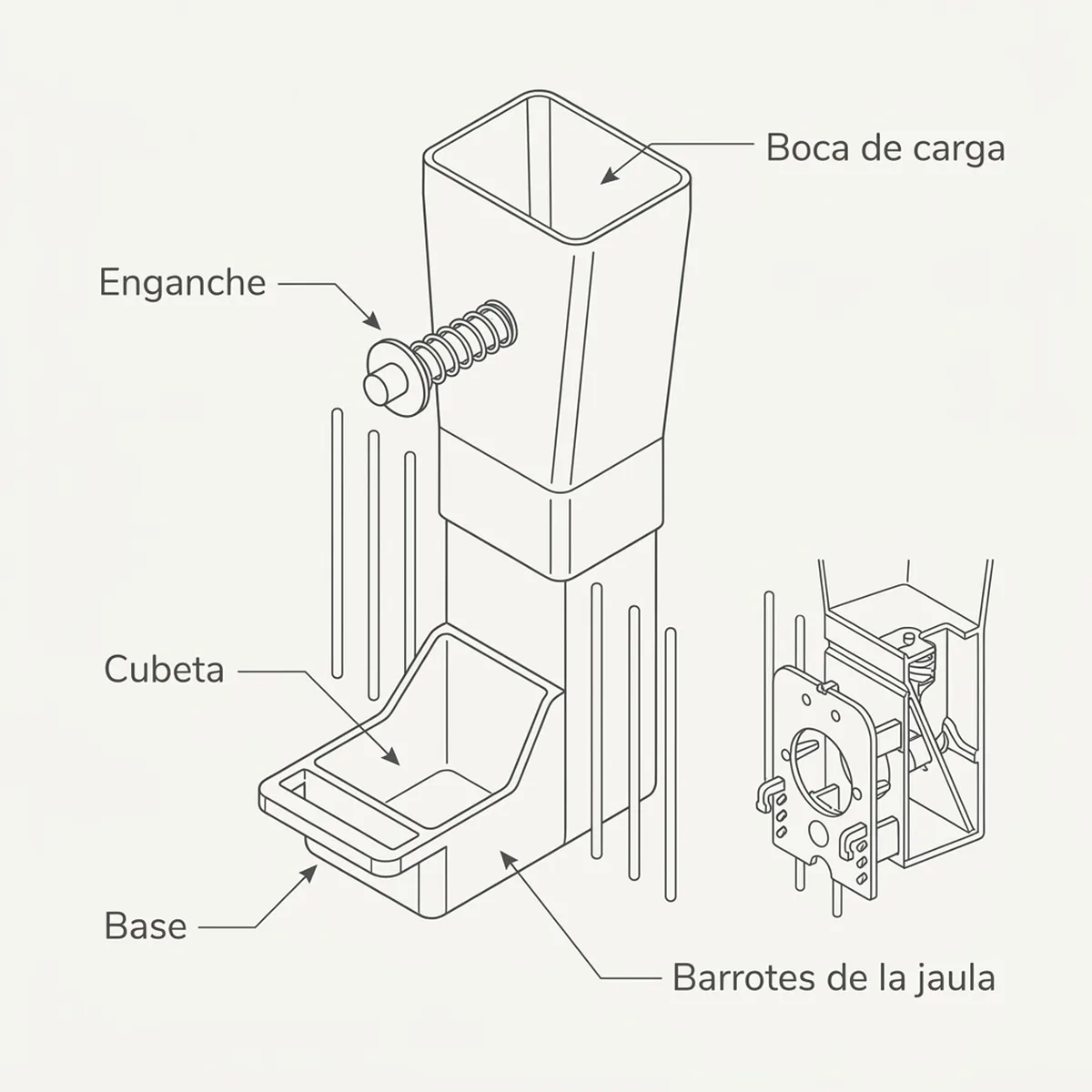Tolva Alphistex Pequeño — piezas y montaje