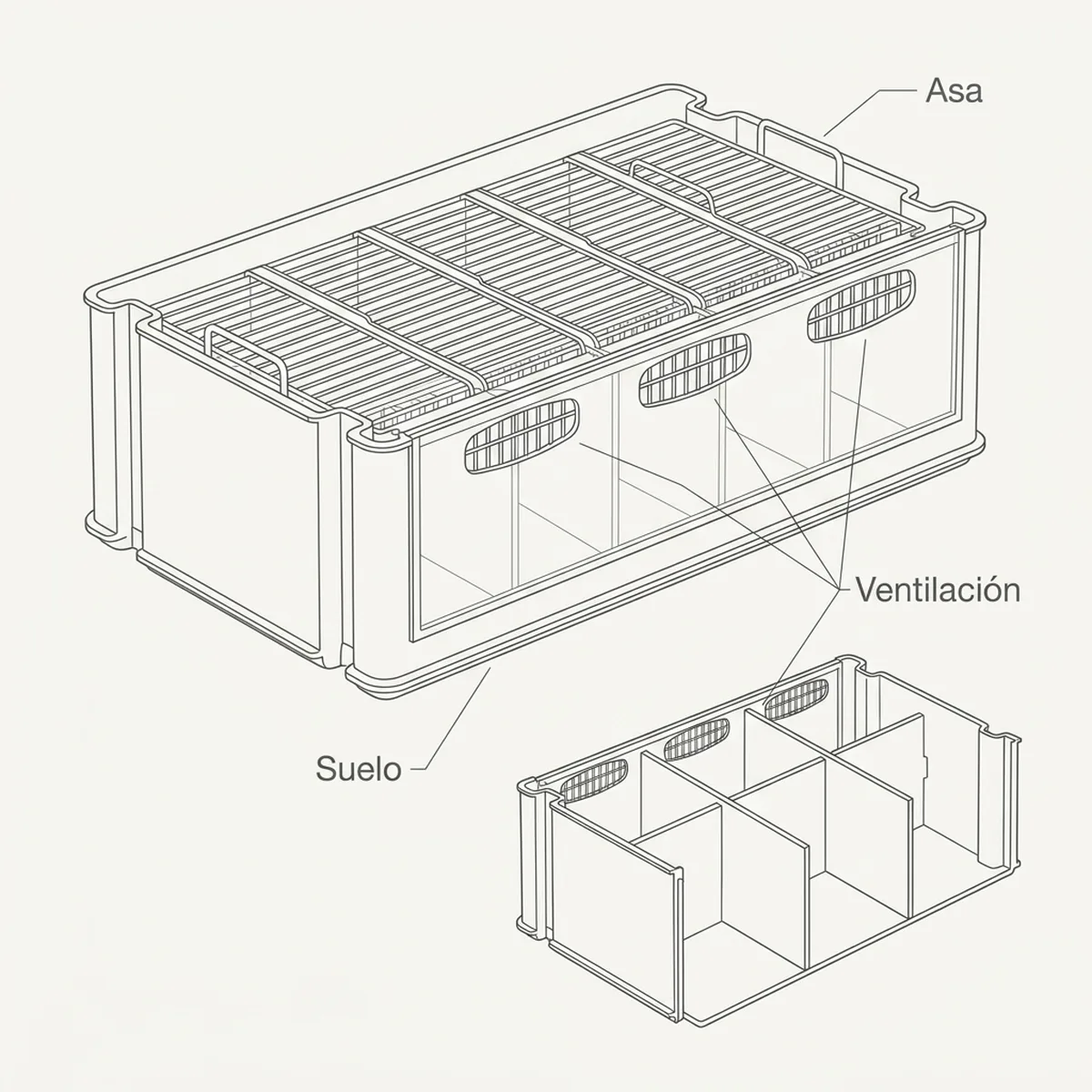 Transportín extra grande con cinco compartimentos individuales para mover las aves